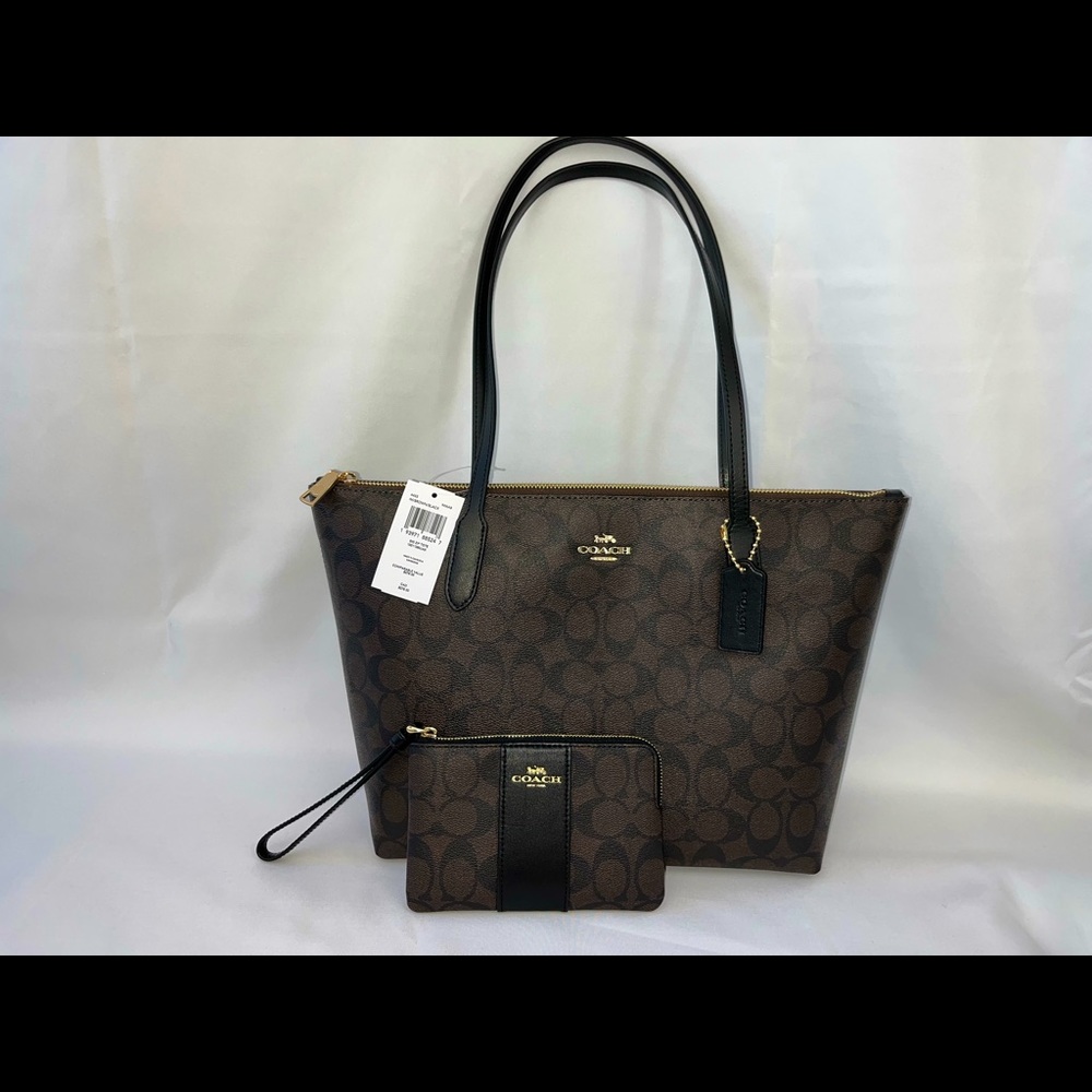 Coach zip tote and wristlet set